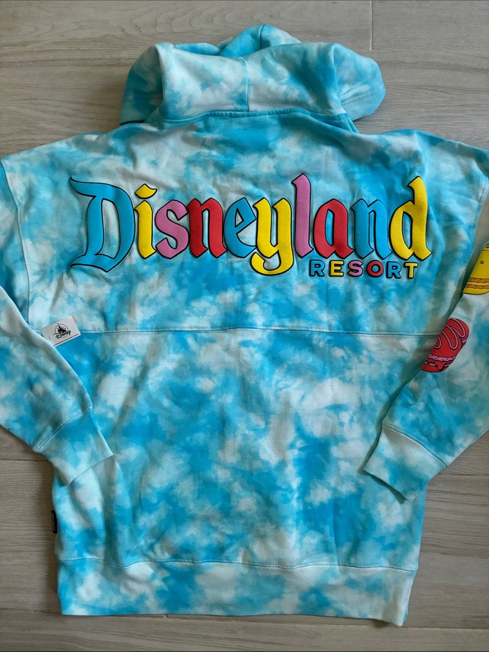 NWT DISNEYLAND Disney Blue Tie-Dye Zip Hoodie Macaron Dessert Spirit Jersey